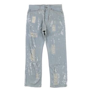 Palm Angels Light Gray Distressed Men's Jeans